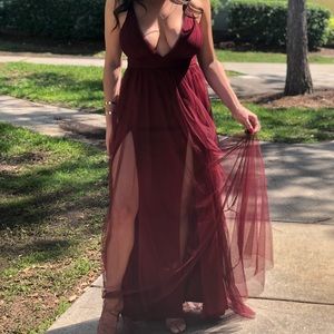 Maroon Maxi Dress- Size M